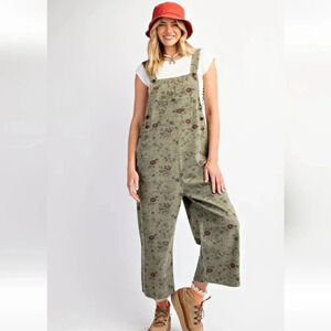 New Easel Floral Printed Twill Jumpsuit Overalls